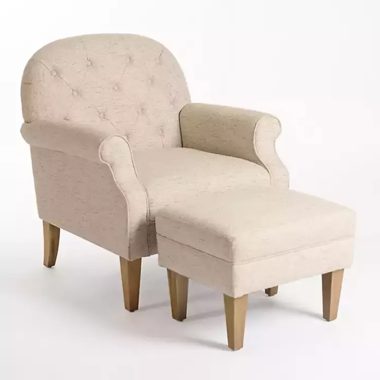 Wheat Tufted Chair & Ottoman Set>Kirklands Home New