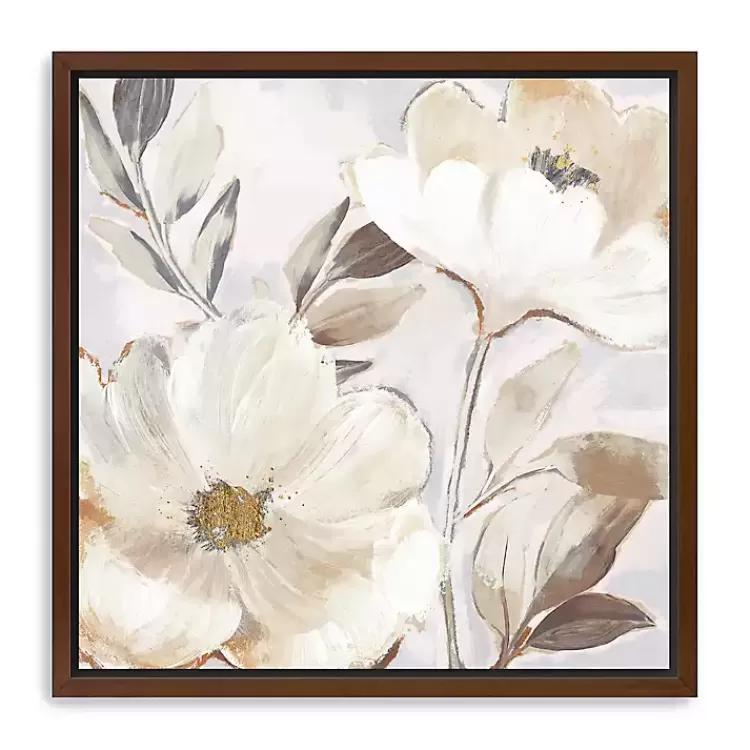 Whisper White Florals Framed Canvas Art Print>Kirklands Home Clearance
