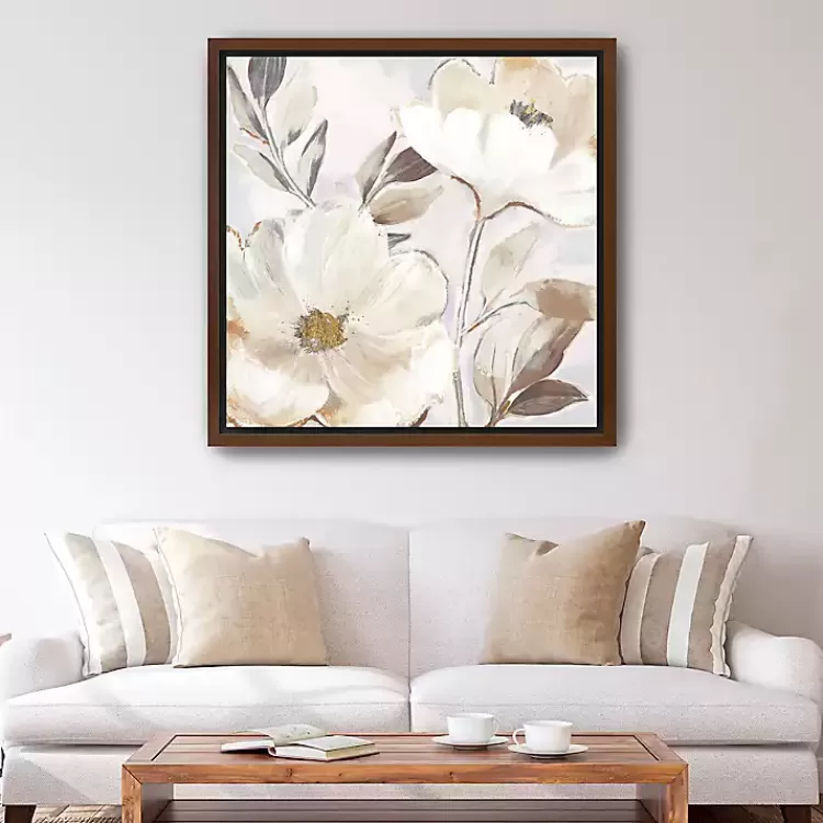 Whisper White Florals Framed Canvas Art Print>Kirklands Home Clearance