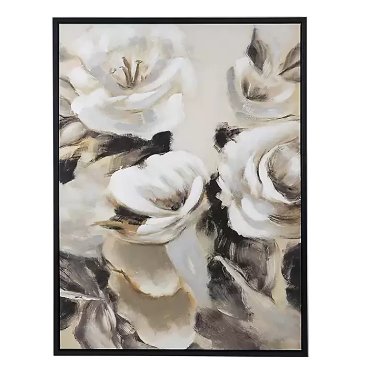 White & Gray Garden Flowers Framed Canvas Print>Kirklands Home Cheap