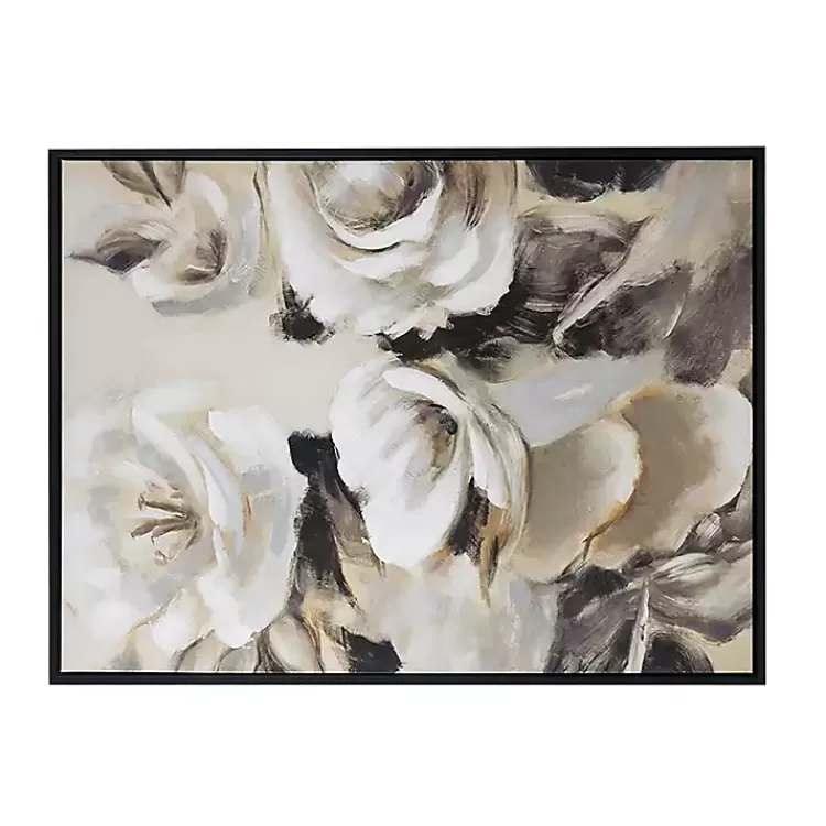 White & Gray Garden Flowers Framed Canvas Print>Kirklands Home Cheap