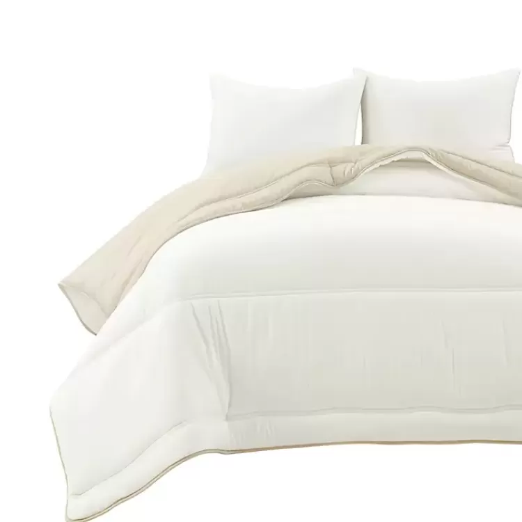 White & Tan Reversible 3-pc. King Comforter Set>Kirklands Home Hot