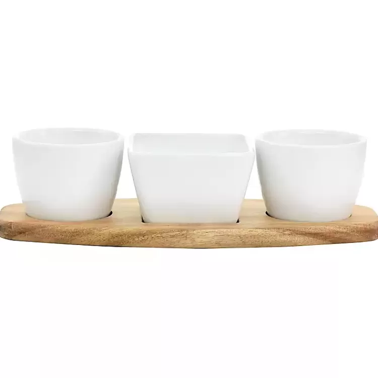 White Acacia Wood Base 4-pc. Tidbit Dish Set>Kirklands Home Flash Sale