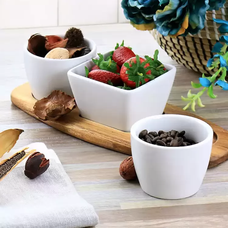 White Acacia Wood Base 4-pc. Tidbit Dish Set>Kirklands Home Flash Sale