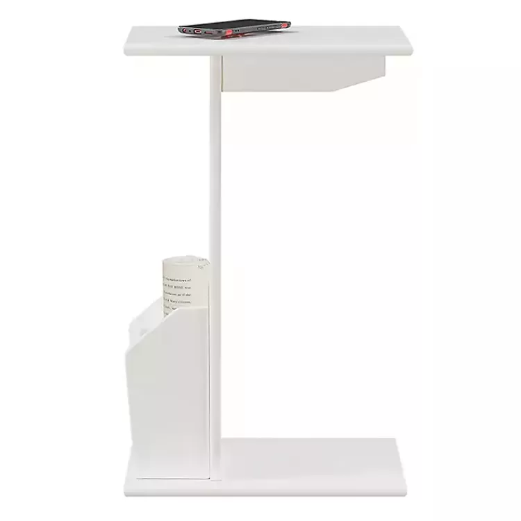 white_accent_table_with_magazine_holder_3.webp Accent Table with Magazine Holder>Kirklands Home Best