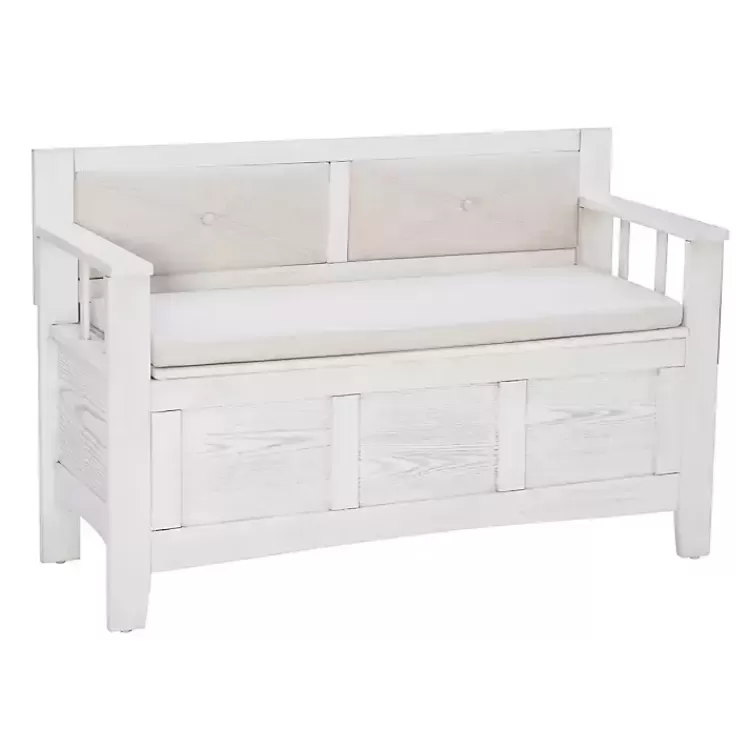 White and Beige Carlton Storage Bench>Kirklands Home Best Sale