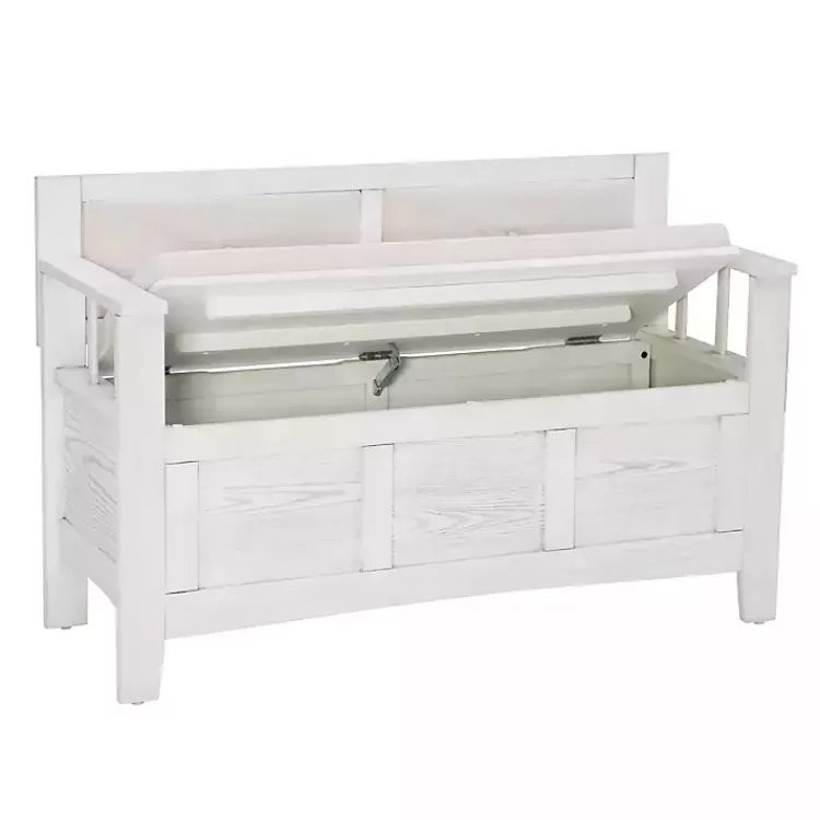 White and Beige Carlton Storage Bench>Kirklands Home Best Sale