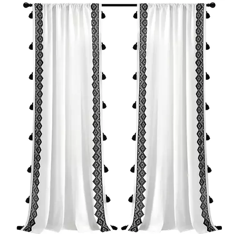 White and Black Diamond Curtain Panel, 84 in.>Kirklands Home Flash Sale