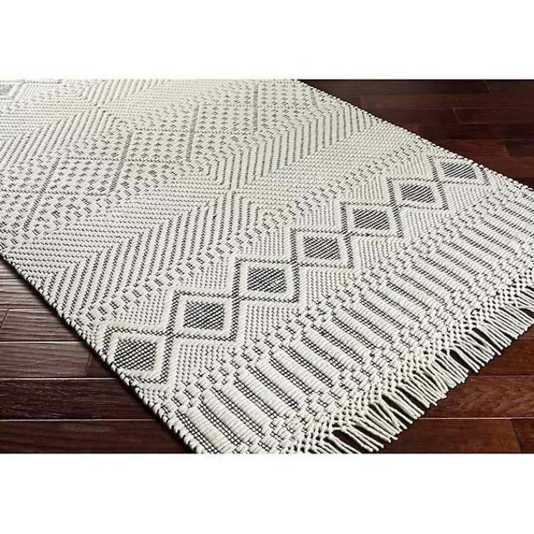 White and Black Diamond Tassel Wool Area Rug, 5x7>Kirklands Home Best Sale