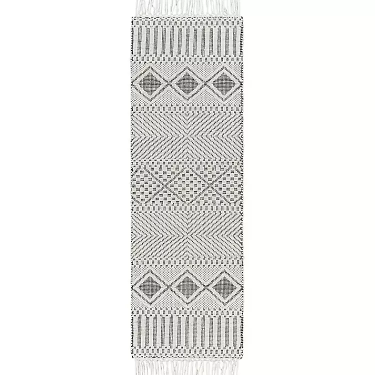 White and Black Diamond Tassel Wool Runner, 2x8>Kirklands Home Hot