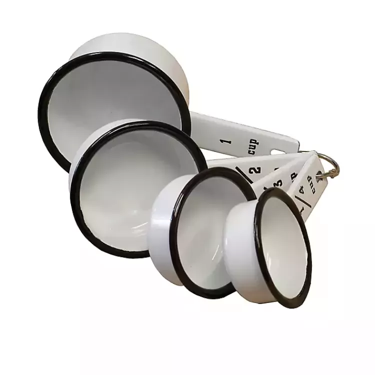 White and Black Metal Enamelware Measuring Cup Set>Kirklands Home Best Sale