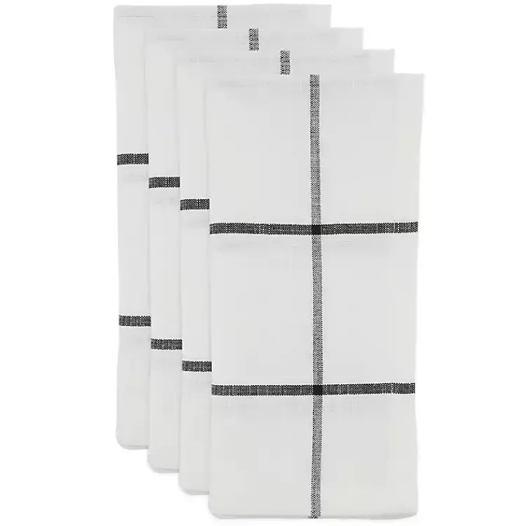 White and Black Plaid Cotton Napkins, Set of 4>Kirklands Home Best