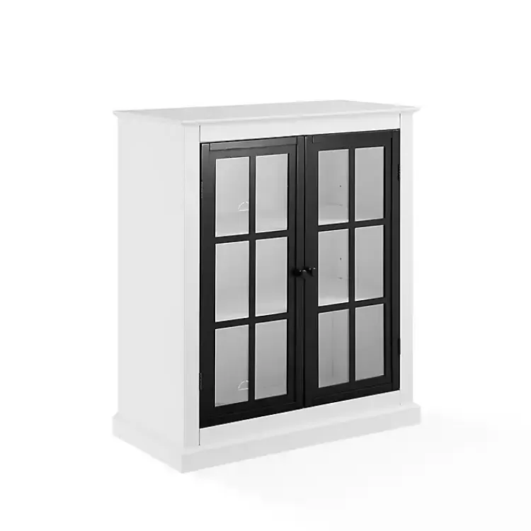 White and Black Windowpane Doors Cabinet>Kirklands Home Cheap