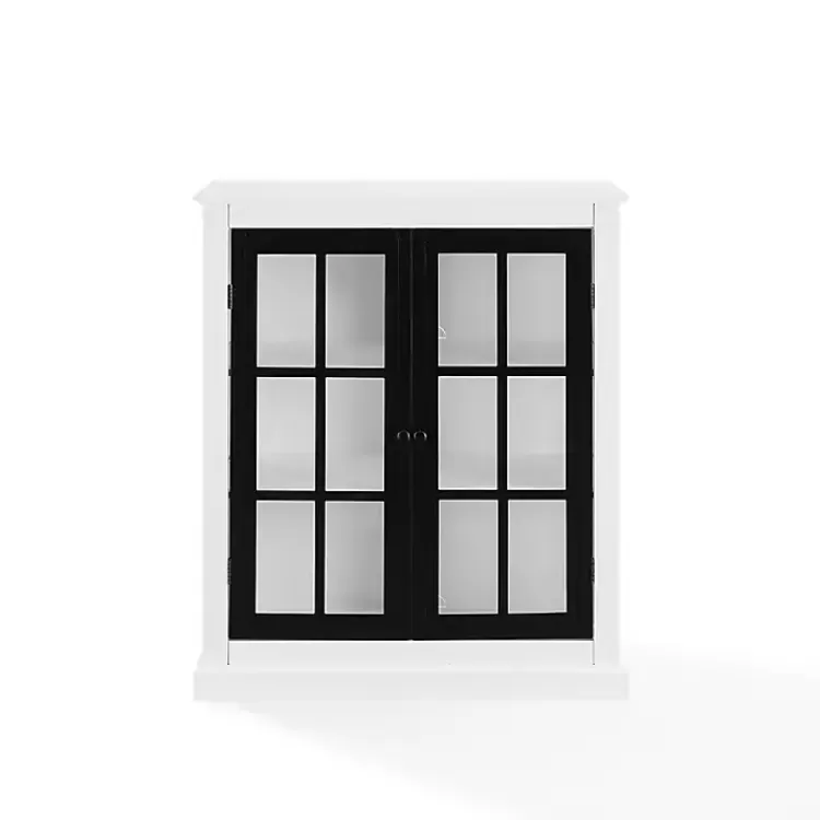 White and Black Windowpane Doors Cabinet>Kirklands Home Cheap