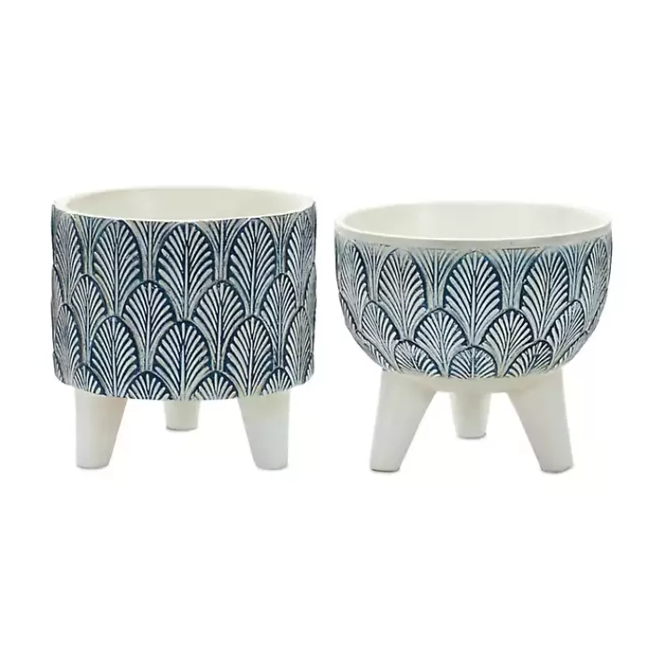 White and Blue Geometric Pots with Legs, Set of 2>Kirklands Home Sale
