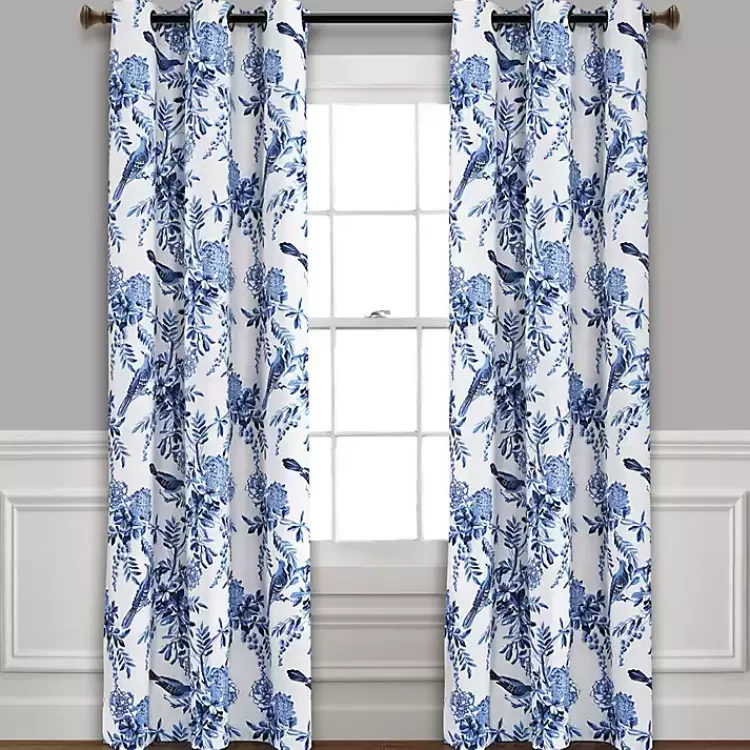 White and Blue Grommet Curtain Panel Set, 84 in.>Kirklands Home Flash Sale