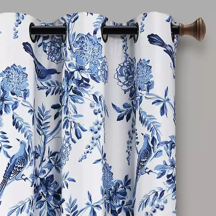 White and Blue Grommet Curtain Panel Set, 84 in.>Kirklands Home Flash Sale