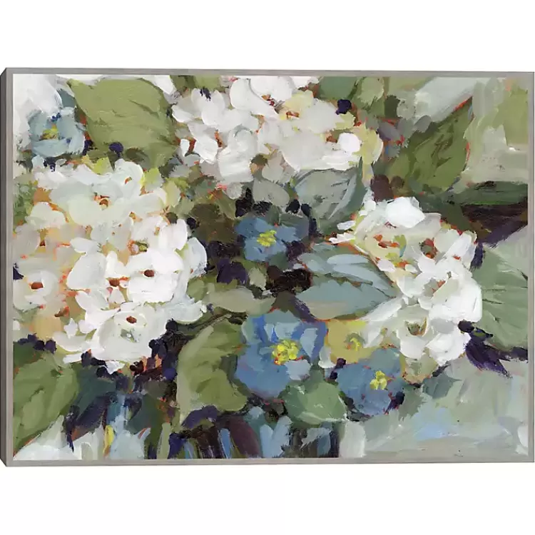 White and Blue Hydrangeas Framed Canvas Art Print>Kirklands Home Best Sale