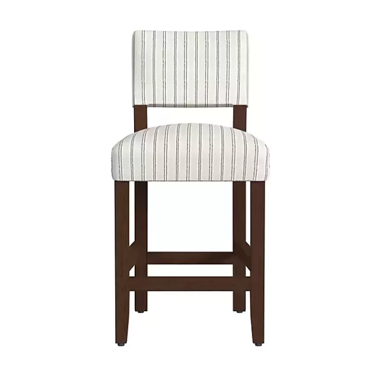 White and Blue Striped Dark Walnut Counter Stool>Kirklands Home Sale