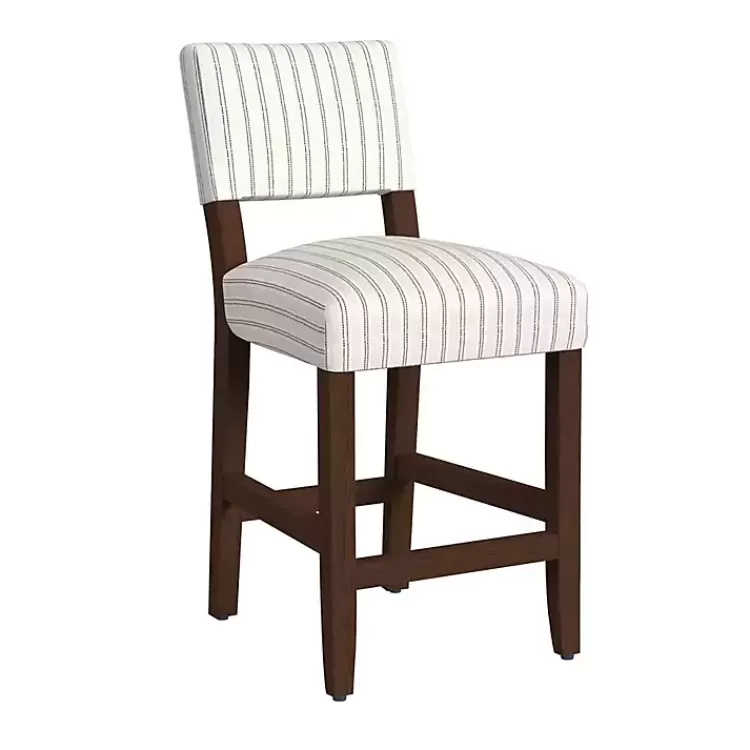 White and Blue Striped Dark Walnut Counter Stool>Kirklands Home Sale