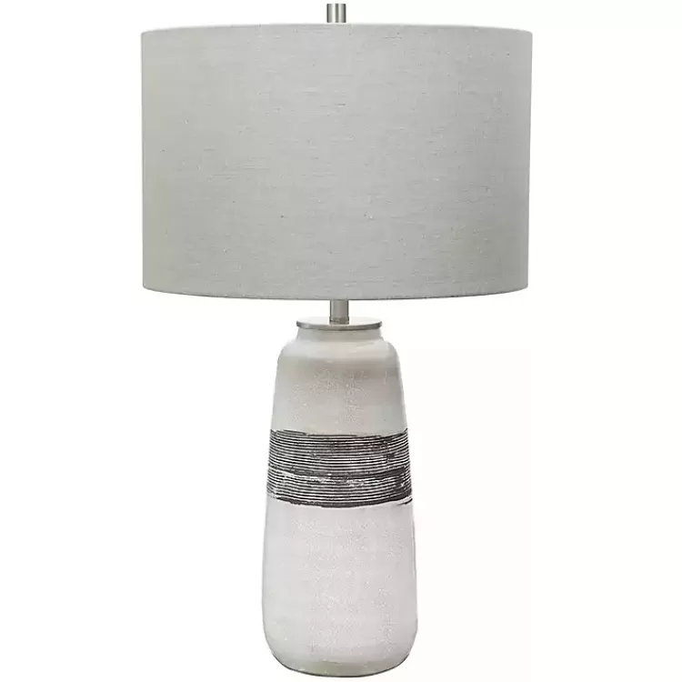 White and Brown Distressed Stripe Table Lamp>Kirklands Home Best