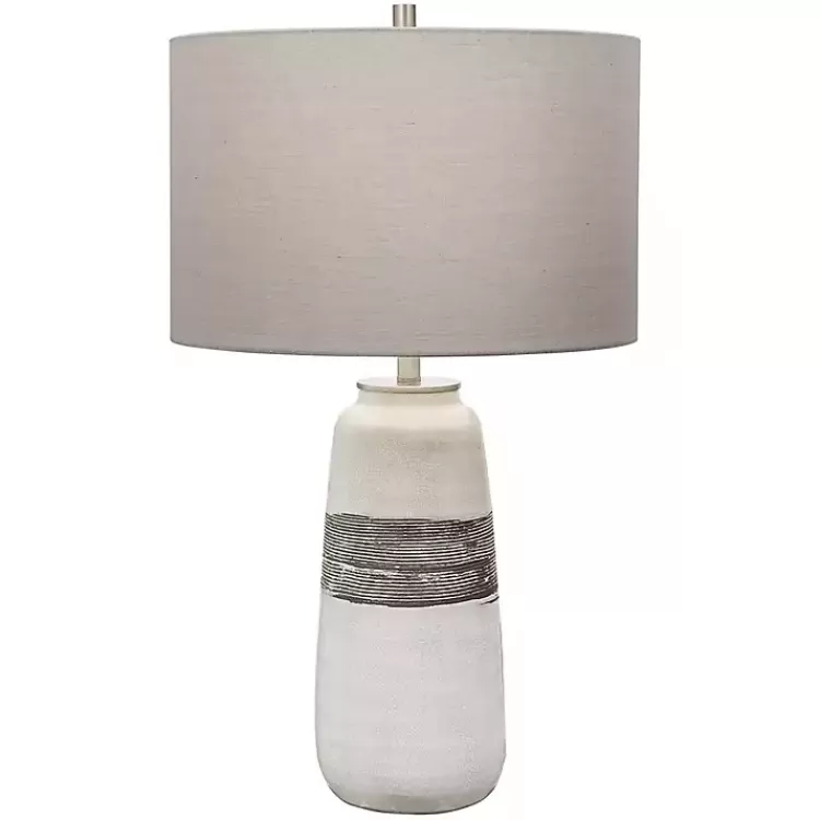 White and Brown Distressed Stripe Table Lamp>Kirklands Home Best