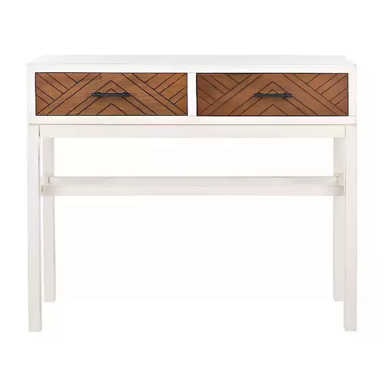 White and Brown Herringbone Console Table>Kirklands Home New