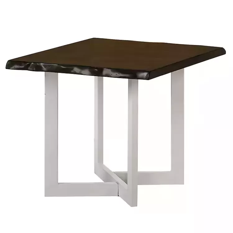 White and Dark Oak Wood Live Edge Accent Table>Kirklands Home Hot