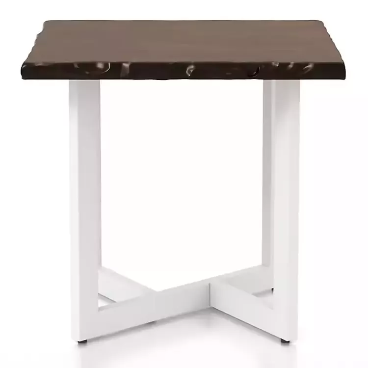 White and Dark Oak Wood Live Edge Accent Table>Kirklands Home Hot