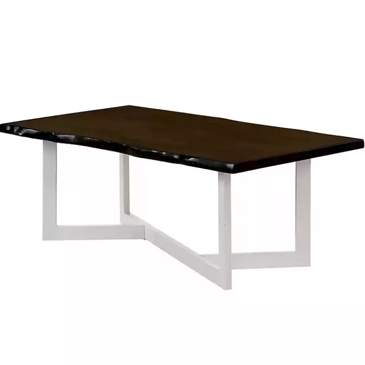 White and Dark Oak Wood Live Edge Coffee Table>Kirklands Home Best Sale