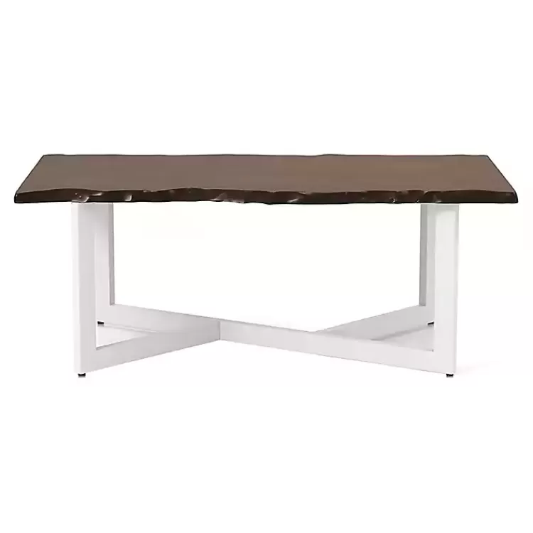 White and Dark Oak Wood Live Edge Coffee Table>Kirklands Home Best Sale