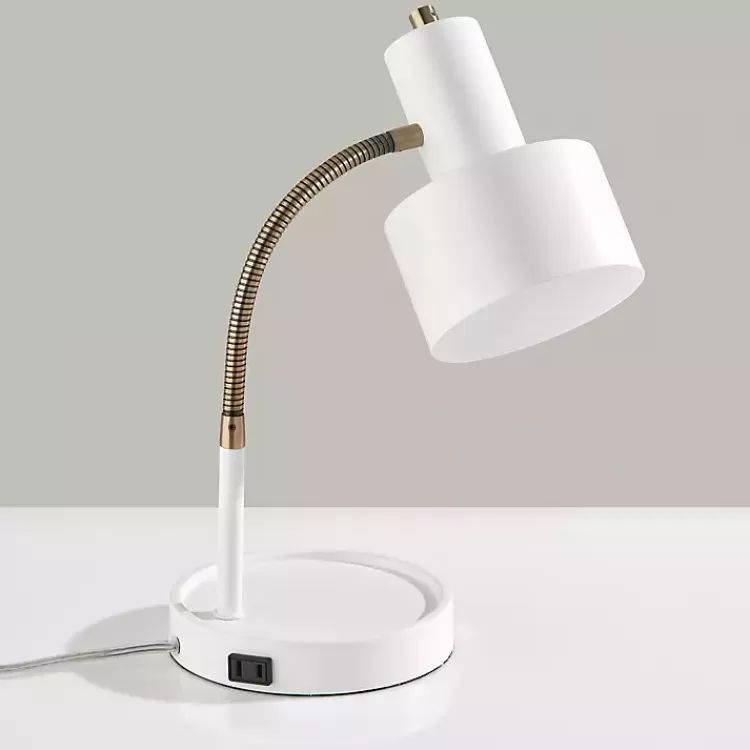 White and Gold Brayden Charging Desk Lamp>Kirklands Home New