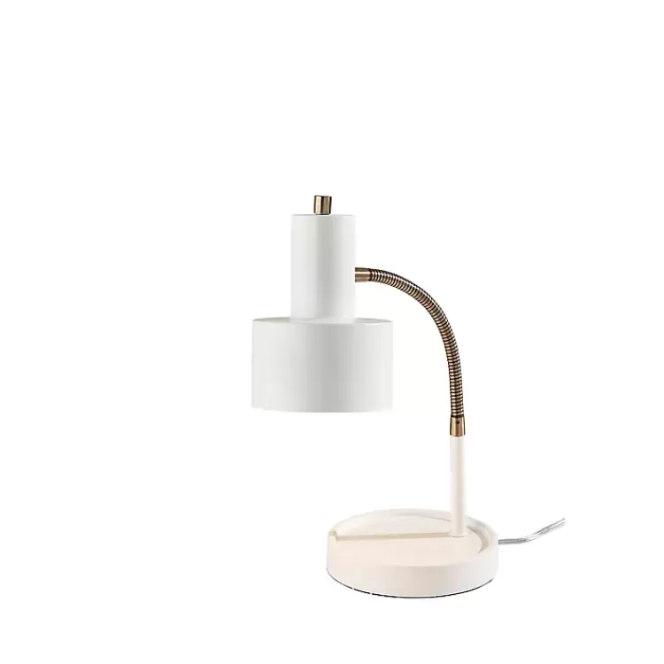 White and Gold Brayden Charging Desk Lamp>Kirklands Home New