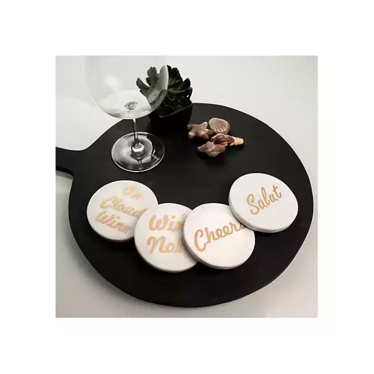 White and Gold Marble Wine Coasters, Set of 4>Kirklands Home Shop