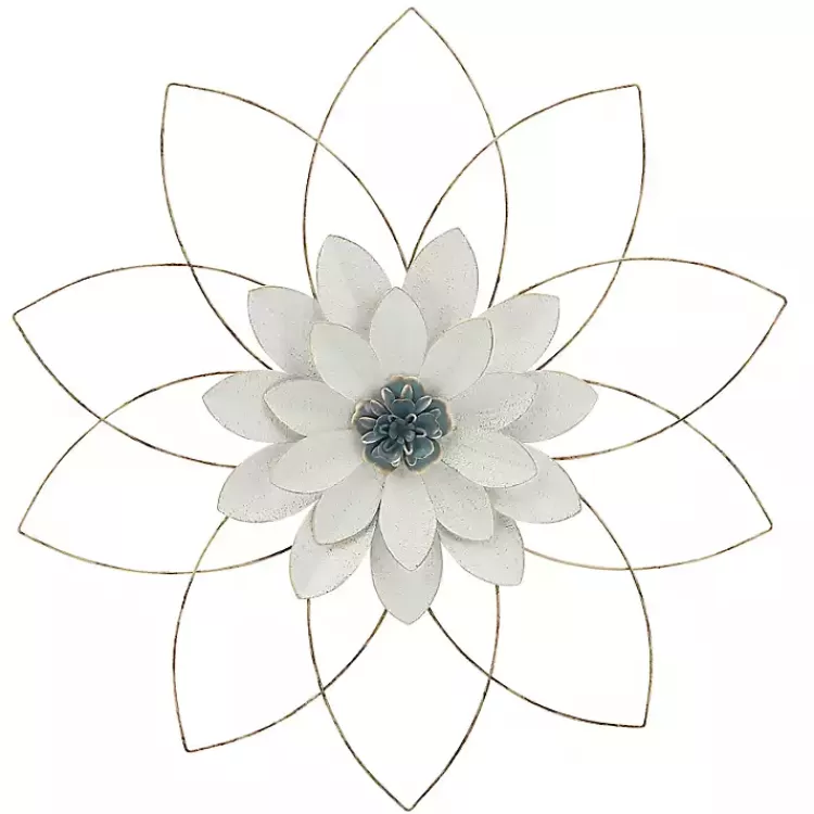 White and Gold Metal Flower Wall Plaque>Kirklands Home Cheap