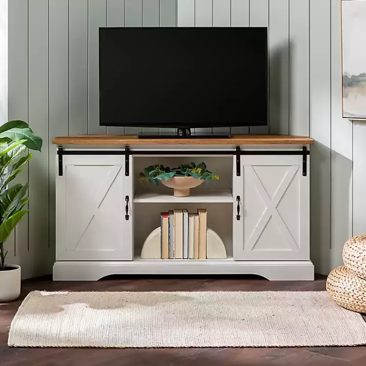 and Natural Sliding Barn Door TV Stand>Kirklands Home Flash Sale
