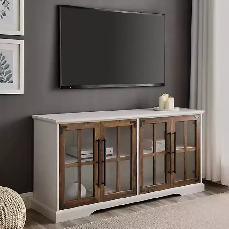 and Rustic Oak Glass Door TV Stand>Kirklands Home Best Sale