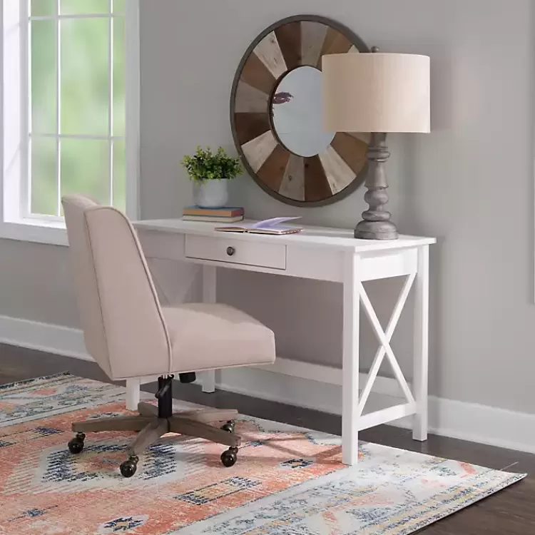 white_antique_pine_x_frame_desk_2.webp White Antique Pine X Frame Desk>Kirklands Home Flash Sale