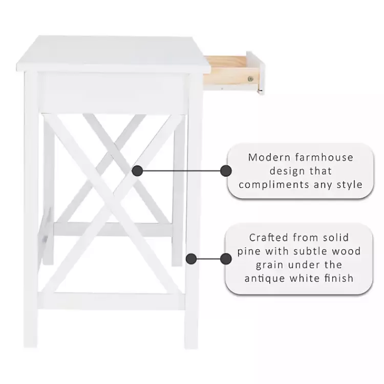 white_antique_pine_x_frame_desk_4.webp White Antique Pine X Frame Desk>Kirklands Home Flash Sale