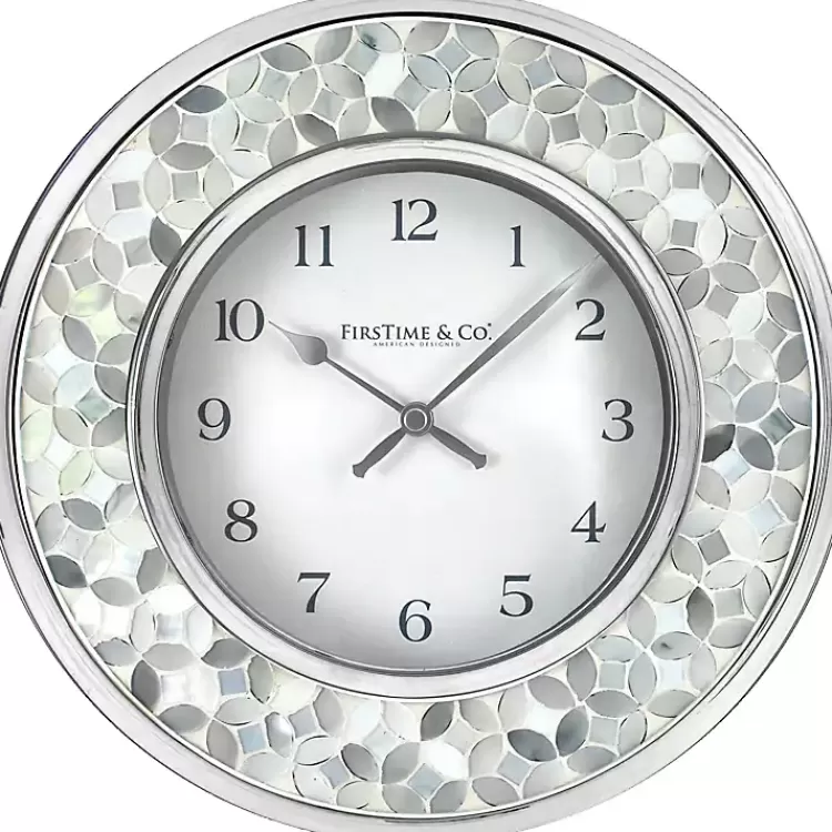 White Arabesque Mosaic Frame Wall Clock>Kirklands Home Outlet