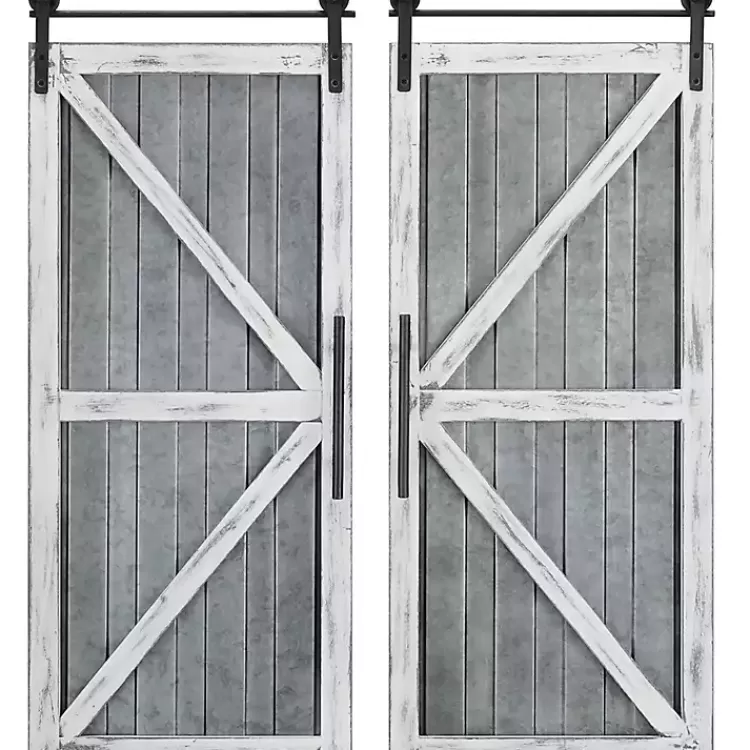 White Barn Door Galvanized Wall Plaques, Set of 2>Kirklands Home Shop