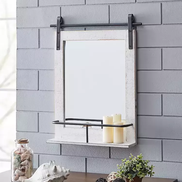Barn Door Mirror with Shelf>Kirklands Home Online