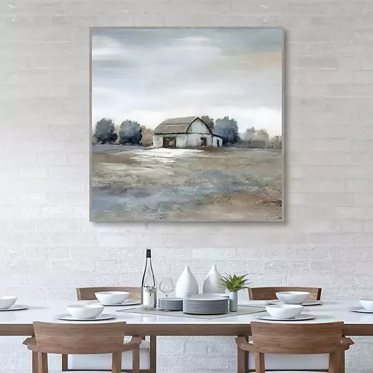 White Barn in Pasture Framed Canvas Art Print>Kirklands Home Sale