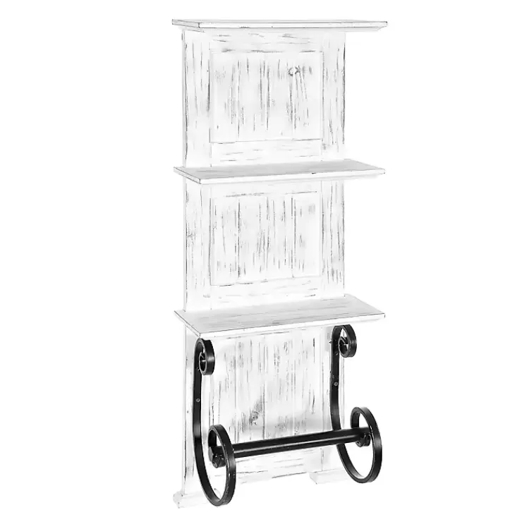 White Beadboard Shelves with Towel Bar Rack>Kirklands Home Cheap