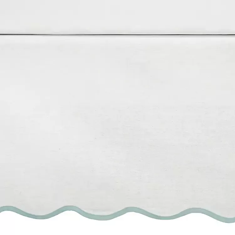 White Blue Scalloped Coastal King Bed Skirt>Kirklands Home Sale