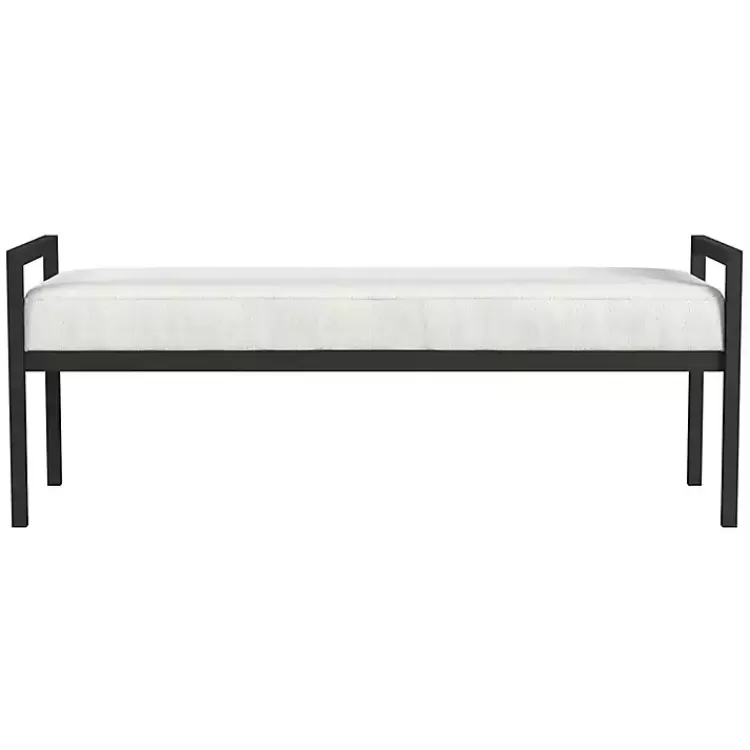 white_boucle_black_metal_bench_3.webp Boucle Black Metal Bench>Kirklands Home Best Sale