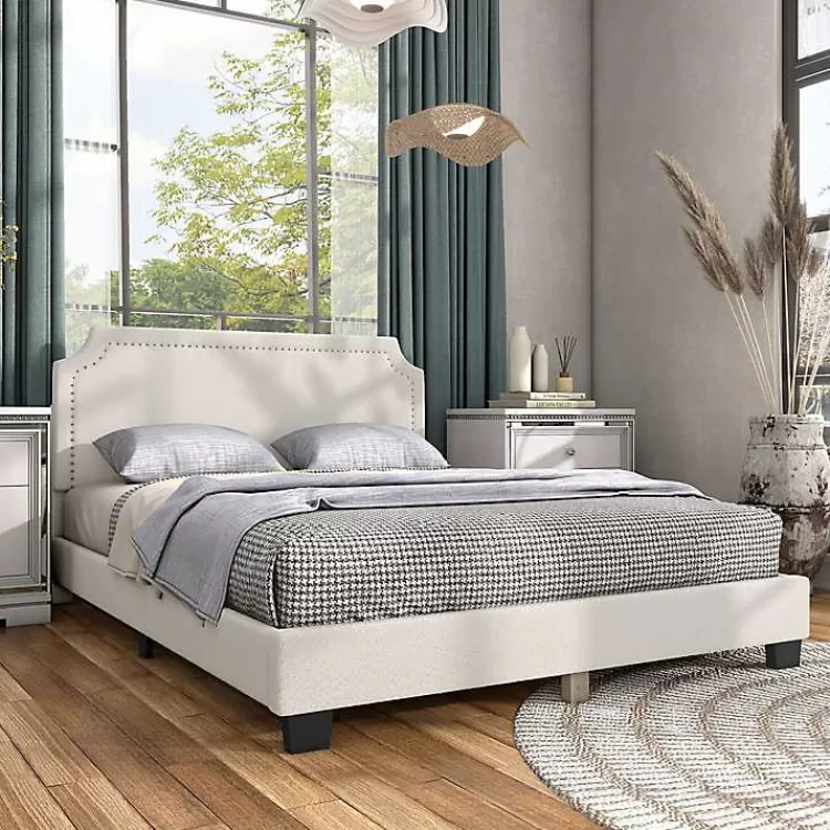 Boucle Scalloped Corey Queen Platform Bed>Kirklands Home New