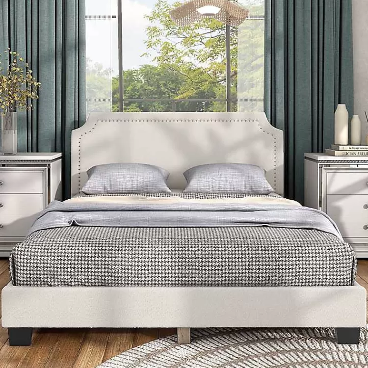 Boucle Scalloped Corey Queen Platform Bed>Kirklands Home New