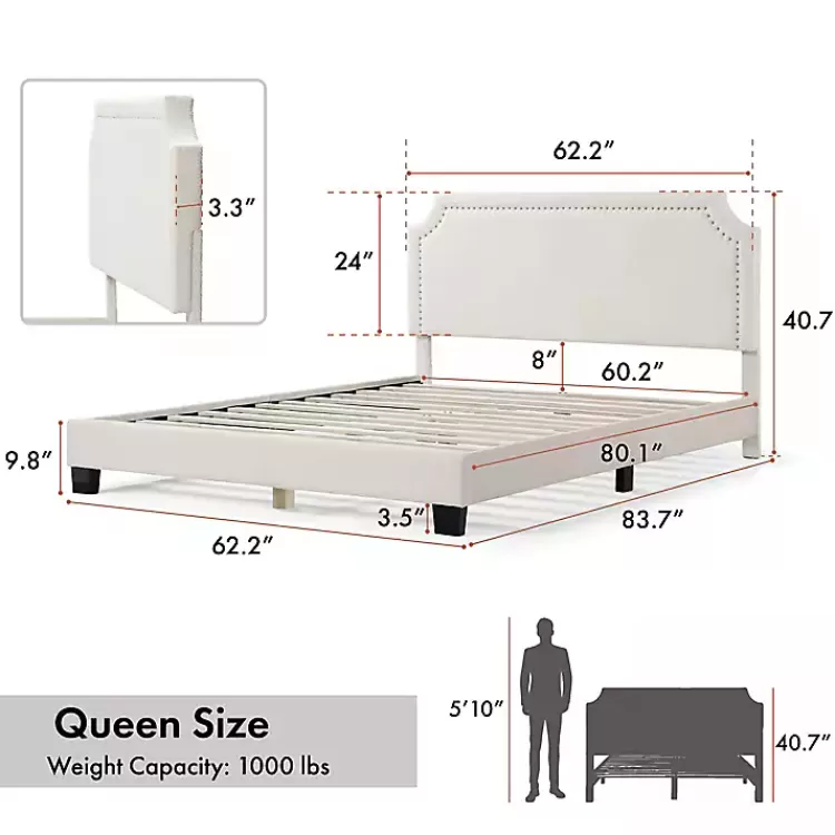 Boucle Scalloped Corey Queen Platform Bed>Kirklands Home New