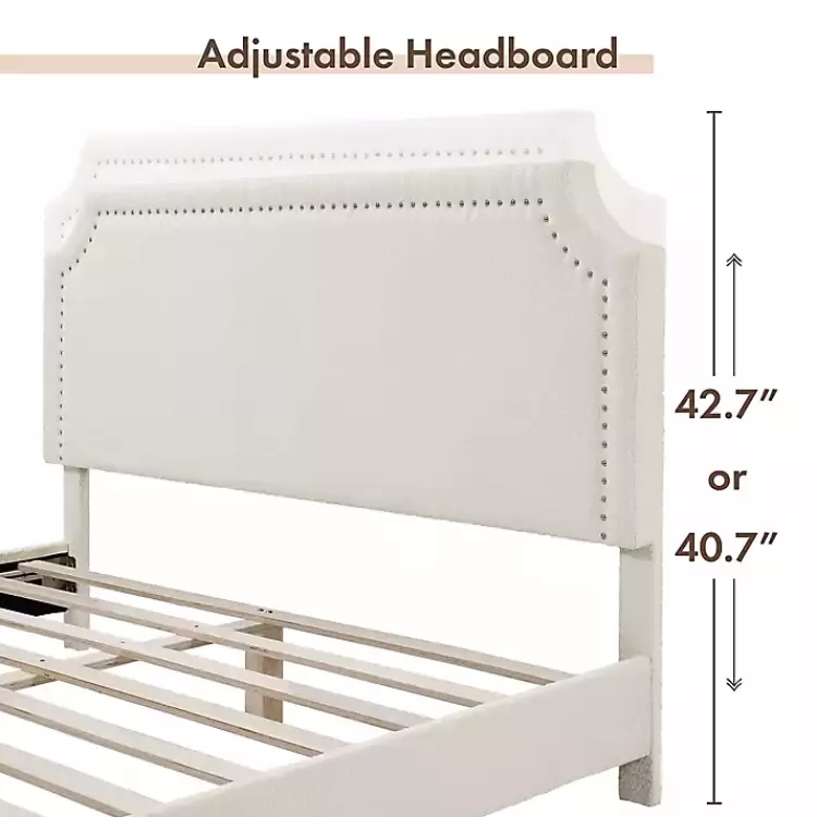 Boucle Scalloped Corey Queen Platform Bed>Kirklands Home New